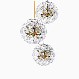 Floral Brass and Glass Chandeliers in the Style of Emile Stejnar, Set of 3-VDW-860273