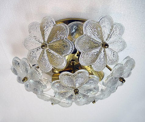 Floral Crystal & Brass Flush Mount Chandelier by Ernst Palme for Palwa-DEK-1094270