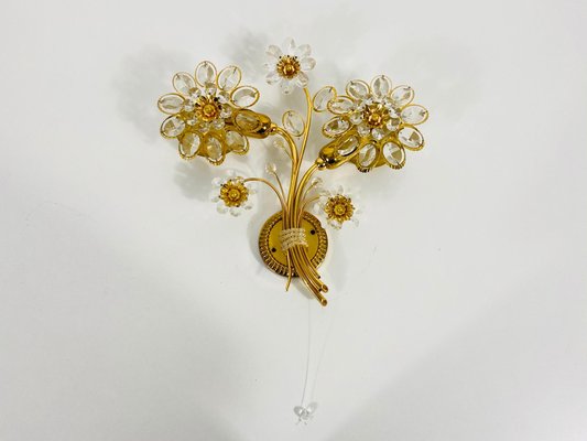 Floral Crystal Glass Sconce from Palwa, Germany, 1960s-PUK-826866