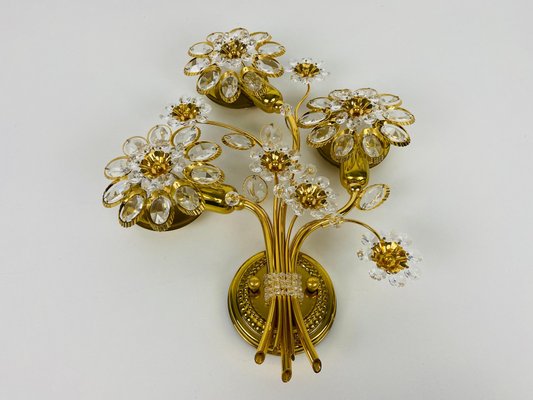 Floral Crystal Glass Sconce from Palwa, Germany, 1960s-PUK-1008162