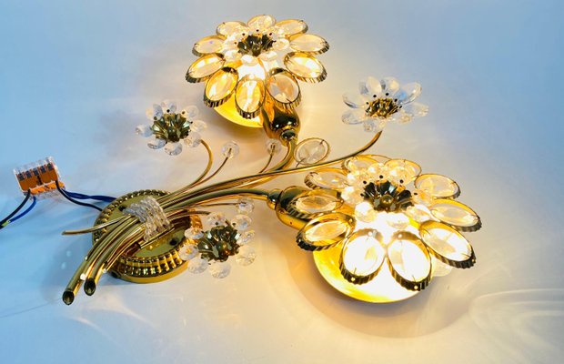 Floral Crystal Glass Sconce from Palwa, Germany, 1960s-PUK-826866