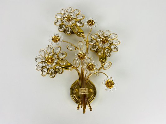 Floral Crystal Glass Sconce from Palwa, Germany, 1960s-PUK-1008162