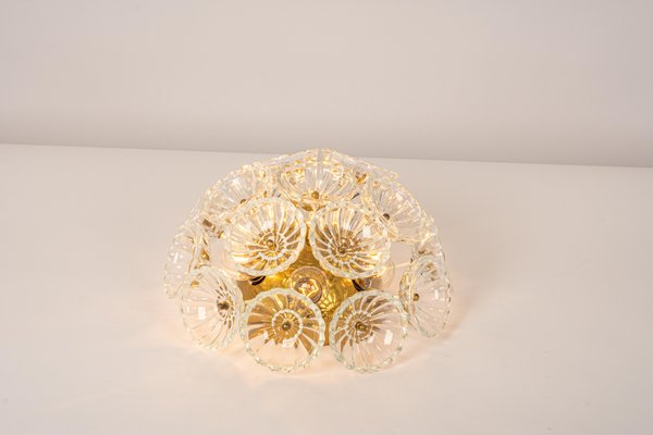 Floral Glass and Brass Sputnik Flush Mount, Germany, 1960s-UGR-1159889