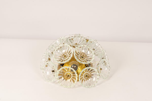 Floral Glass and Brass Sputnik Flush Mount, Germany, 1960s-UGR-1159889