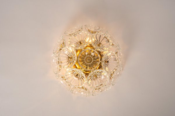 Floral Glass and Brass Sputnik Flush Mount, Germany, 1960s-UGR-1159889