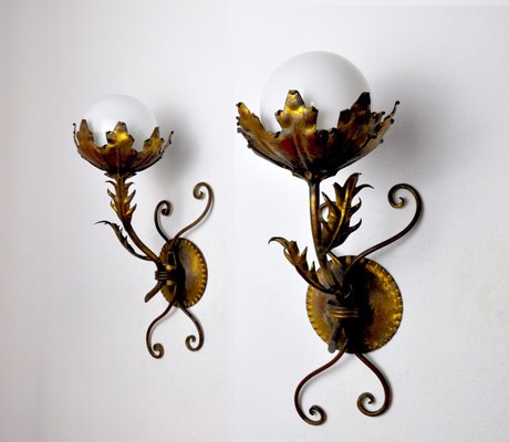 Floral Sconces by Ferro Arte, Spain, 1960s, Set of 2-EJE-1373453