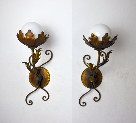 Floral Sconces by Ferro Arte, Spain, 1960s, Set of 2-EJE-1373453