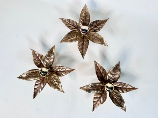 Floral-Shaped Brass Leaf Sconce by Willy Daro for Massive, Belgium, 1960s-JP-1793166