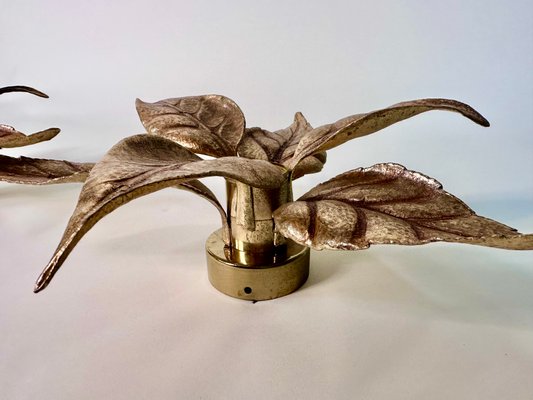 Floral-Shaped Brass Leaf Sconce by Willy Daro for Massive, Belgium, 1960s-JP-1793166