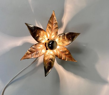 Floral-Shaped Brass Leaf Sconce by Willy Daro for Massive, Belgium, 1960s-JP-1793166