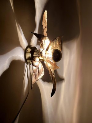 Floral-Shaped Brass Leaf Sconce by Willy Daro for Massive, Belgium, 1960s-JP-1793166