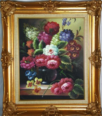 Floral Still Life, Gouache & Watercolor, Framed-ZYI-1226674