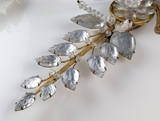 Floral Wall Lights in Crystal and Gold Metal from Maison Baguès, 1890s, Set of 3-JJT-1793835