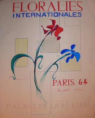 Floralies Internationales Gouache by Jean-Luc Gaillet, 1964-KHH-543892