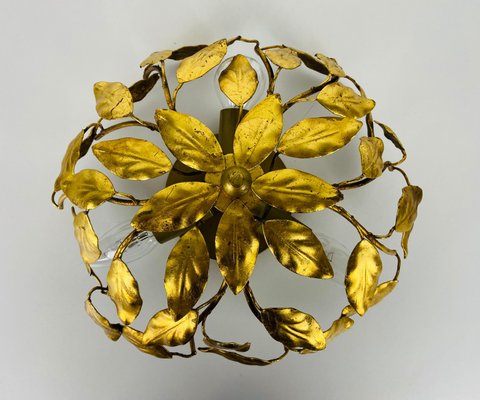 Florentine Flower Shaped Flush Mount in the Style of Banci Firenze, 1950s-PUK-973390