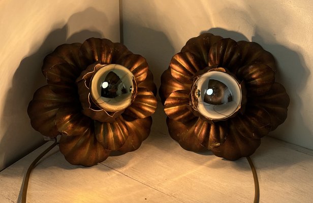 Florentine Flower Wall Sconces, 1960s, Set of 2-WZZ-1354353