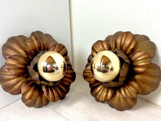 Florentine Flower Wall Sconces, 1960s, Set of 2-WZZ-1354353