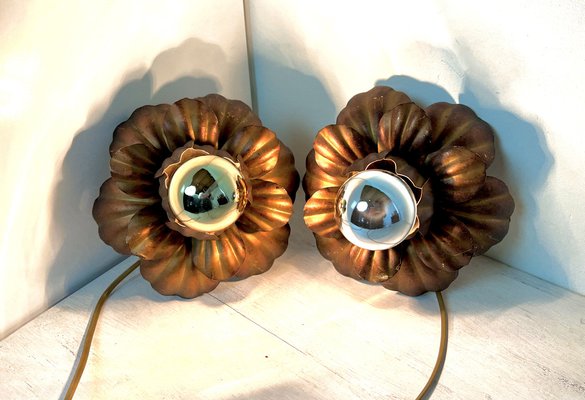 Florentine Flower Wall Sconces, 1960s, Set of 2-WZZ-1354353