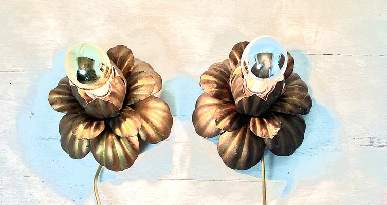 Florentine Flower Wall Sconces, 1960s, Set of 2-WZZ-1354353