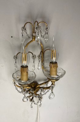 Florentine Gilded Crystal Sconces, 1960s, Set of 2-JJC-1752177