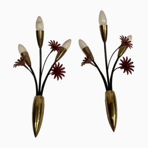 Flower Sconces, 1950s, Set of 2-VRR-1786764