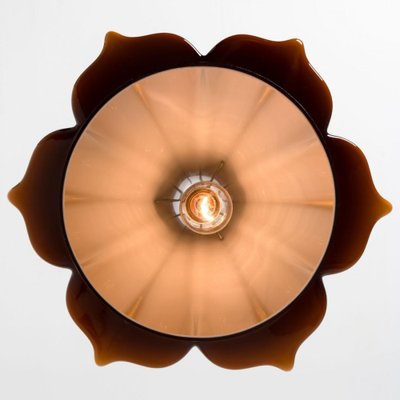 Flower-Shaped Opaque Brown Glass Pendant Lamp from Peill & Putzler, Europe, 1970-VDW-1342575