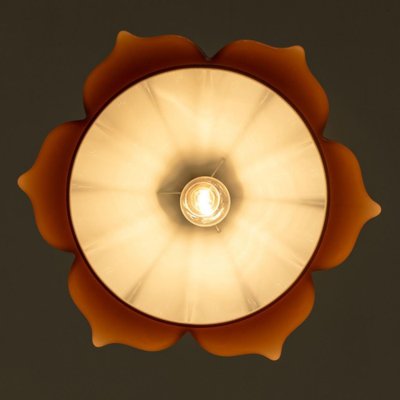 Flower-Shaped Opaque Brown Glass Pendant Lamp from Peill & Putzler, Europe, 1970-VDW-1342575