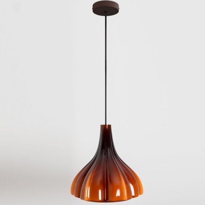 Flower-Shaped Opaque Brown Glass Pendant Lamp from Peill & Putzler, Europe, 1970-VDW-1342575