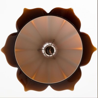 Flower-Shaped Opaque Brown Glass Pendant Lamp from Peill & Putzler, Europe, 1970-VDW-1342575