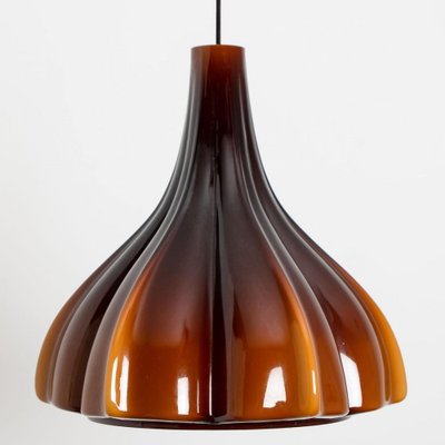 Flower-Shaped Opaque Brown Glass Pendant Lamp from Peill & Putzler, Europe, 1970-VDW-1342575