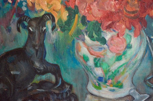 Flowers and Still Life Oil Painting by Gwenn Le Galienne, 1930s-AIU-704975