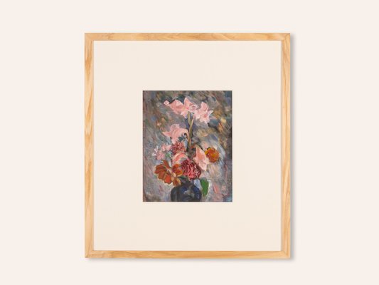 Flowers in Pastel, Acrylic on Cardboard, Framed-GPP-1066583