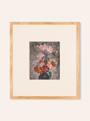 Flowers in Pastel, Acrylic on Cardboard, Framed-GPP-1066583