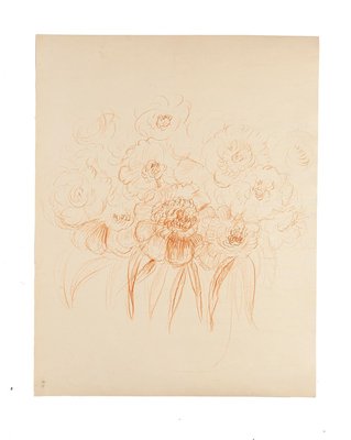 Flowers - Original Pastel Drawing by G. Bourgogne - mid 20th Century mid 20th Century-ZCI-757644