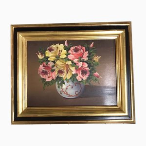 Flowers Still Life, Early 1900s, Oil Painting, Framed-ULU-1725609