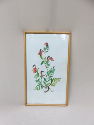 Flowers Watercolor by W. Kratz, 1950s, Set of 4-EY-716926