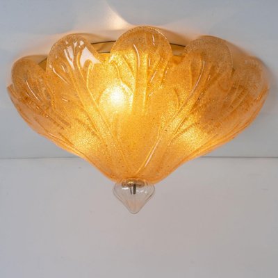 Flush Mount Gold Murano Glass from Vistosi, Italy, 1970s-VDW-1436924