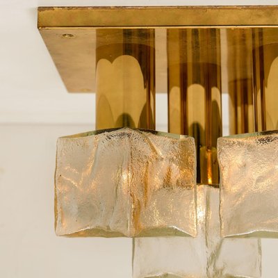 Flush Mount Light or Sconce in Brass Ice Glass from Kalmar, 1970s-VDW-991415