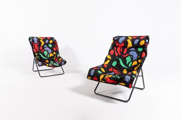 Foldable Pop Art Lounge Chairs, 1990s, Set of 2-KMC-1338718