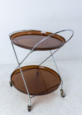 Foldable Smoked Acrylic Glass and Chrome Table Drinks Trolley, 1977-RIU-1328430