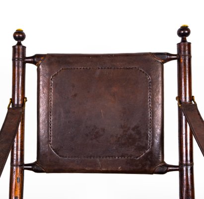 Folding Chair in Mahogany, Faux Bamboo, Leather and Brass, 1960s-XTS-1000301