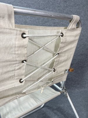 Folding Chairs in Aluminum, Fabric and Wood by Schiavi Padua, Italy, 1970s, Set of 2-ZST-1782446