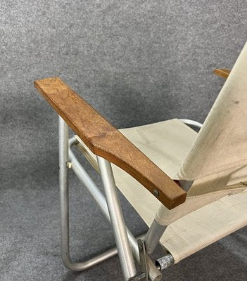 Folding Chairs in Aluminum, Fabric and Wood by Schiavi Padua, Italy, 1970s, Set of 2-ZST-1782446