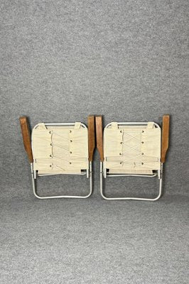 Folding Chairs in Aluminum, Fabric and Wood by Schiavi Padua, Italy, 1970s, Set of 2-ZST-1782446