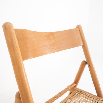 Folding Chairs in Wood and Straw, Italy, 1980s, Set of 4-UPW-1736421