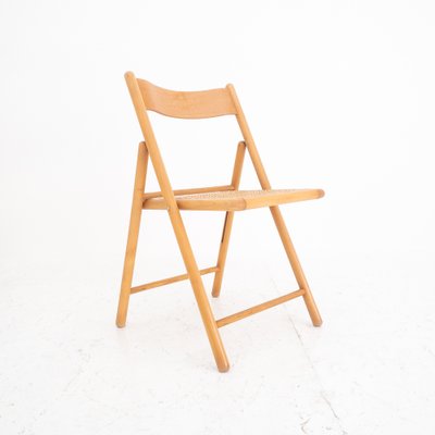 Folding Chairs in Wood and Straw, Italy, 1980s, Set of 4-UPW-1736421