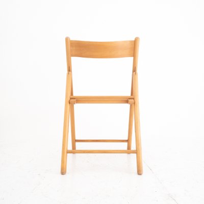 Folding Chairs in Wood and Straw, Italy, 1980s, Set of 4-UPW-1736421