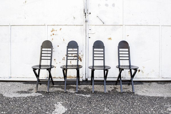 Folding Chairs in Wood, Italy, 1960s, Set of 4-VCV-1722729