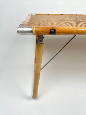 Folding Coffee Table in Bamboo, Rattan, Wicker with Steel Corners, Italy, 1970s-LYQ-1176247