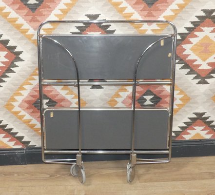 Folding Dinette Bar Cart in Gray & Chrome, 1960s-AFE-1413685